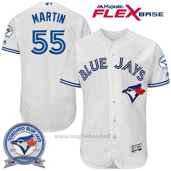 Maglia Baseball Uomo Toronto Blue Jays Russell Martin 55 Bianco Flex Base 40 Anniversario